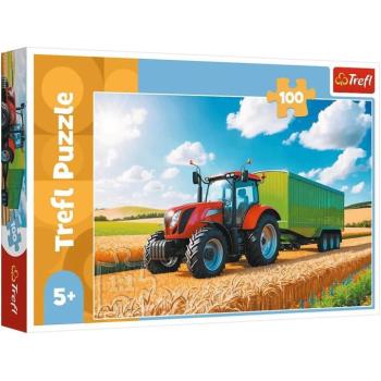 Mezőgazdasági gépek: Pótkocsis traktor 100db-os puzzle - Trefl kép
