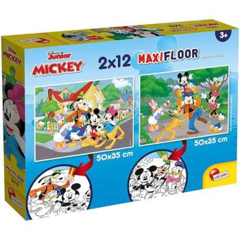 Mickey egér 2 az 1-ben 2x12db-os maxi puzzle és színező - Lisciani kép