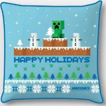 Minecraft: Karácsonyi díszpárnahuzat - 40 x 40, velúr, kék kép