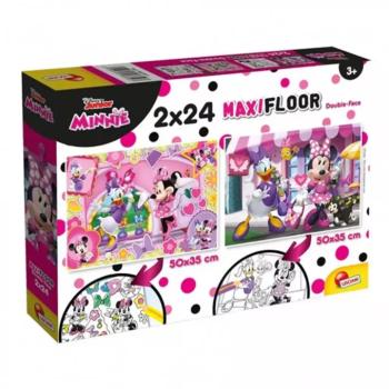 Minnie egér 2 az 1-ben maxi 2x24db-os puzzle és színező 50x35cm - Lisciani kép