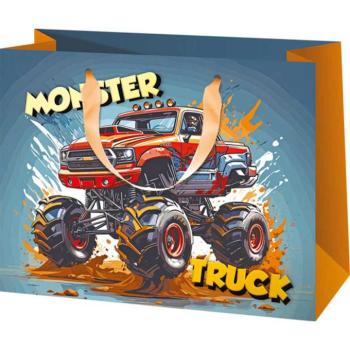 Monster Truck mintás exkluzív közepes méretű ajándéktáska 18x23x10cm kép
