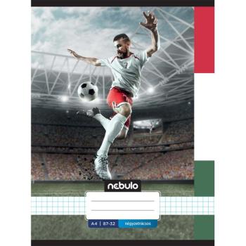 Nebulo: Tűzött kockás foci HUN mintás füzet 87-32 A/4 kép