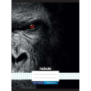 Nebulo: Tűzött kockás gorilla mintás füzet 87-32 A/4 kép