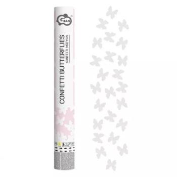 Pneumatikus konfetti ágyú fehér pillangókkal - 40 cm kép