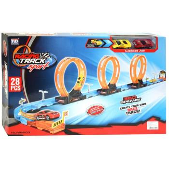 Racing Track: 28db-os versenypálya szett 3db hurokkal és 2db hátrahúzható autóval 1/64 kép