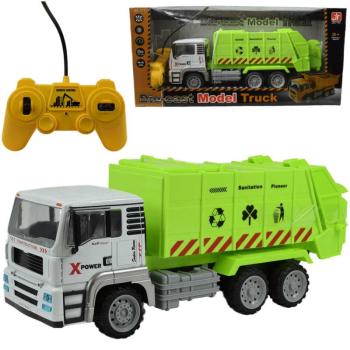 RC Távirányítós fém fülkés konténerszállító kukás teherautó fényeffektekkel 27MHz 1/12-es méretarány 36cm kép