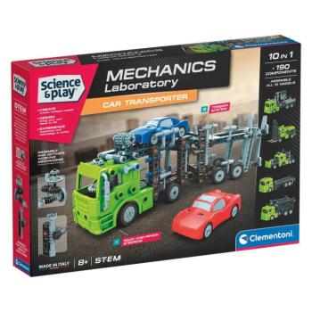 Science & Play: Mechanikai műhely - Kétszintes autószállító építőkészlet - Clementoni kép