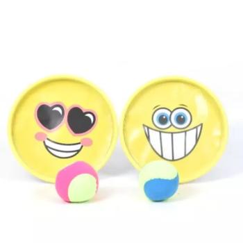 Smiley mintás sárga catch ball ügyességi játék szett kép