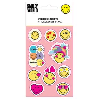 Smiley öntapadós matrica szett 8x12cm-es íven 5db kép