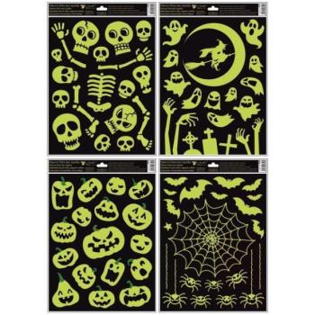 Sötétben világító Halloween mintás ablakmatrica, 30 x 42 cm - többféle kép