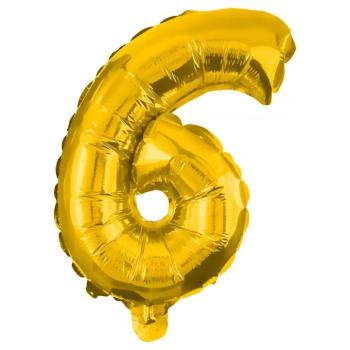 Számos fólia lufi arany színben – 6-os szám 86cm kép