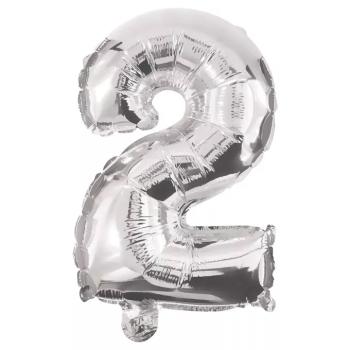 Számos fólia lufi ezüst színben – 2-es szám 86cm kép
