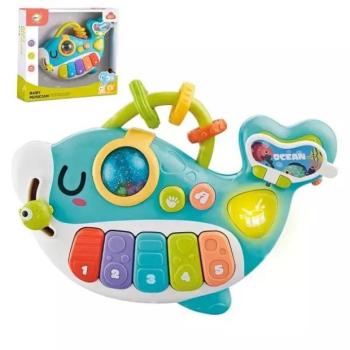 Zenélő és világító delfinzongora babáknak – 22 cm kép
