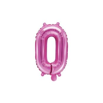 0-ás szám mini fólia lufi - rózsaszín 35cm kép