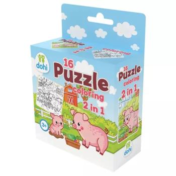 16 Darabos Színezős Puzzle 2 az 1-ben - Malac kép