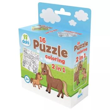 16 Darabos Színezős Puzzle 2 az 1-ben - Póni kép