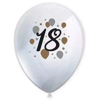 ;18; év mintás latex lufi 6db-os szett kép
