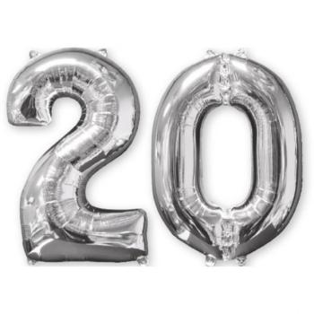 20-as ezüst szám fólia lufi 66 cm kép