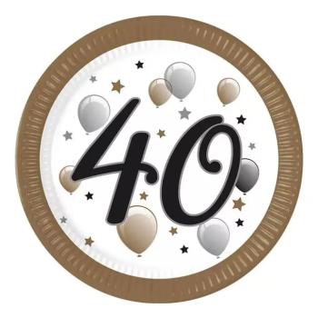 ;40; év feliratos papírtányér 8db-os szett 23cm kép