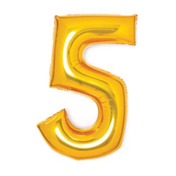 5 - ös midi szám fólia lufi - arany kép