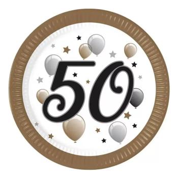 ;50; év feliratos papírtányér 8db-os szett 23cm kép