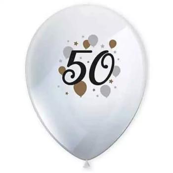 ;50; év mintás latex lufi 6db-os szett kép
