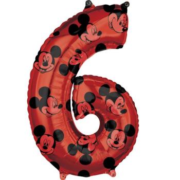 6-os midi szám fólia lufi - Mickey Mouse 66cm kép