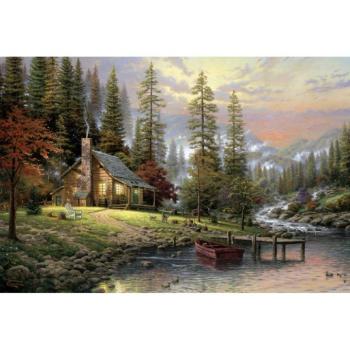 A Peaceful Retreat, Thomas Kinkade, 500 db (58455) Haus in den Bergen kép