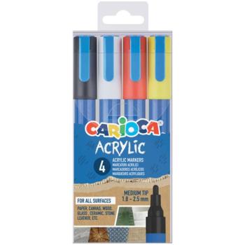 Acrilyc Akril gömbhegyű marker 4db-os szett - Carioca kép
