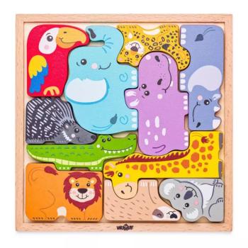 Állatos fa formakirakó puzzle - Woodyland kép
