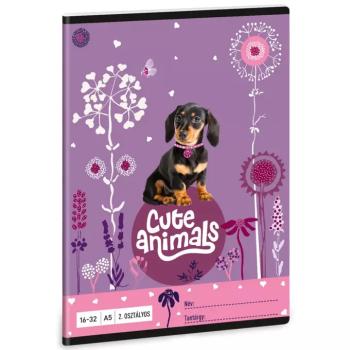 Ars Una: Cute Animals - Puppy tacskós 2.osztályos vonalas füzet A/5 kép