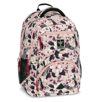 Ars Una: Flowery Pink virágos ergonomikus iskolatáska, hátizsák 33x45x24cm kép