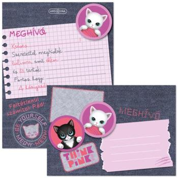 Ars Una: Think pink cicás 10db-os meghívó szett borítékkal kép