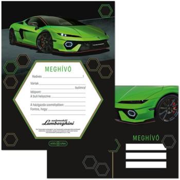 Ars Una: Zöld Lamborghini mintás 10db-os meghívó szett borítékkal kép