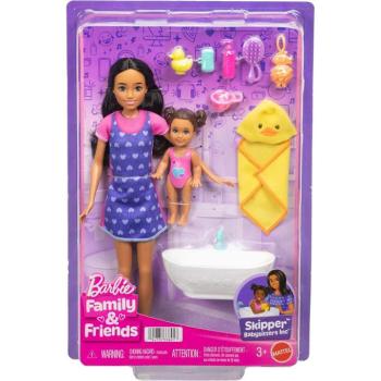 Barbie baba szívecskés ruhában bébiszitter játékszett - Mattel kép
