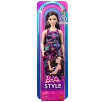 Barbie Fashionista Barátnők stílusos divatbaba csillagmintás ruhában - Mattel kép