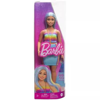 Barbie: Fashionista stílus baba színes csíkos ruhában - Mattel kép