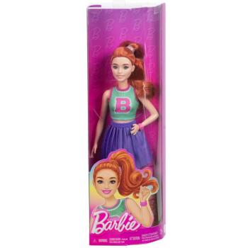 Barbie Fashionista stílusos baba vörös hajjal lila szoknyában - Mattel kép