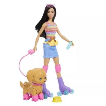 Barbie: Kutyasétáltó Görkoris Szett - Barna baba