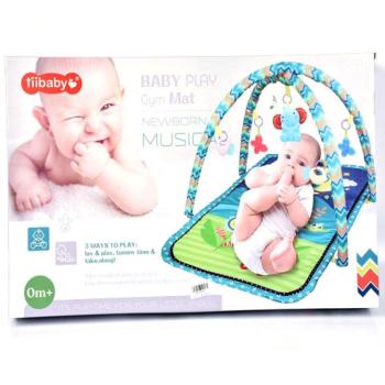 Vidám állatos bébiszőnyeg rágókával és zenével 77x43cm kép