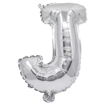 Betű formájú fólia lufi ezüst színben – J betű 32cm kép