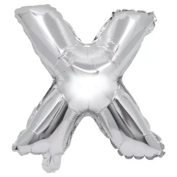 Betű formájú fólia lufi ezüst színben – X betű 32cm