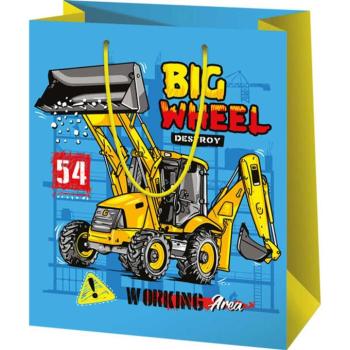 Big Wheel Munkagép mintás közepes méretű ajándéktáska 18x10x23cm kép