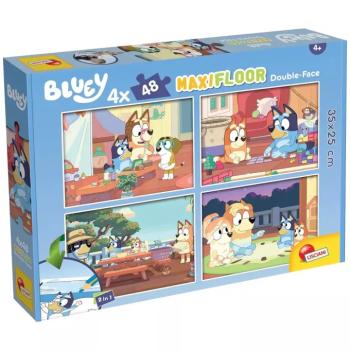 Bluey és barátai 2 az 1-ben 4x48db-os maxi padló puzzle és színező 35x25cm - Lisciani kép
