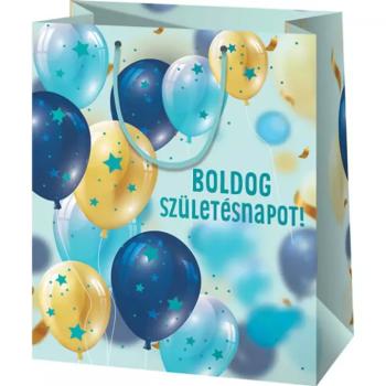 Boldog Születésnapot lufis közepes ajándéktáska 18x10x23cm kép