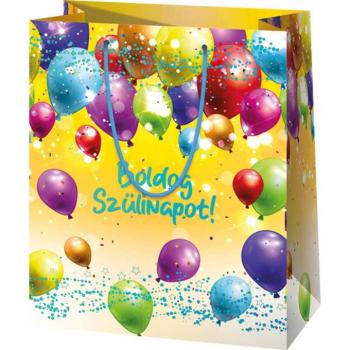 Boldog Szülinapot! sárga exkluzív nagy ajándéktáska 26x13x33cm kép