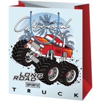 Cardex: Monster Truck autós piros-fehér közepes méretű ajándéktáska 17,8x10x23cm kép