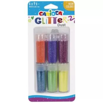 Carioca: Glitter Dust 6db-os csillámpor szett tégelyben - Neon színek kép
