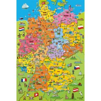 Cartoon map of Germany, 200 db (56312) Deutschlandkarte mit Bildern kép