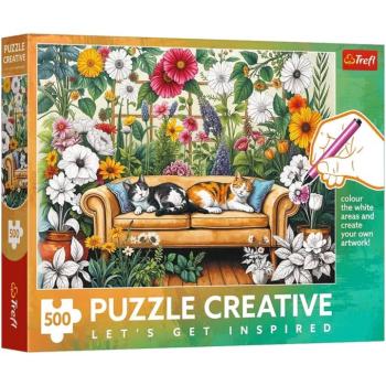 Cicák a virágos kertben – 500 db-os Creative puzzle – Trefl kép
